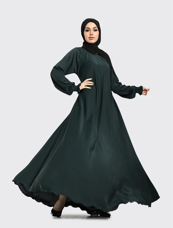 Bottle Green Zip Umbrella Abaya